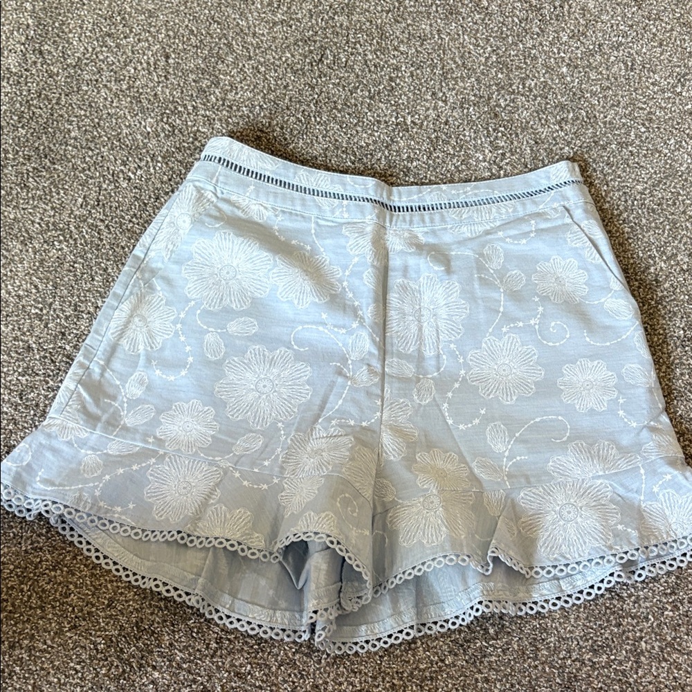 J.O.A. Light Blue Floral High Waist Shorts NWOT